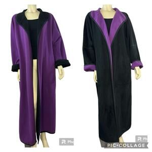 Newport News Reversable Long duster coat purple & black size large
